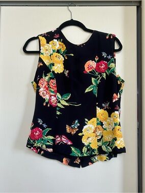 Walter Floral Botanicals Sleeveless Camisole, Button Down Back, Size 8